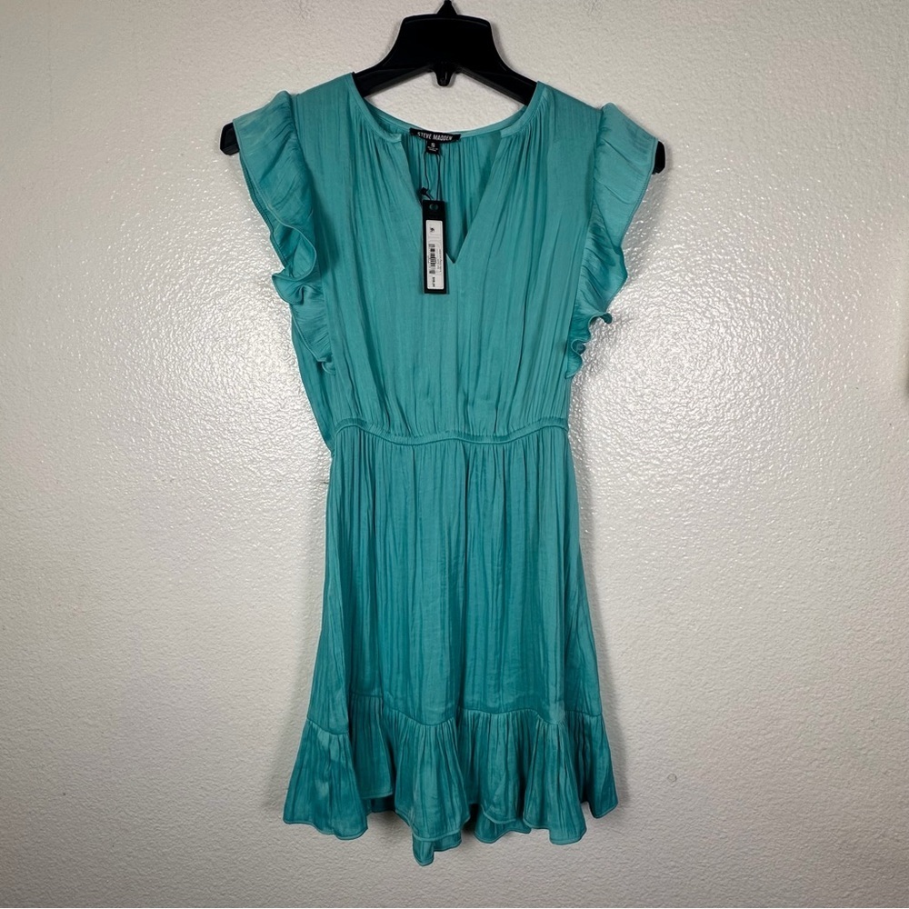 Steve Madden Women's Turquoise
Chiffon Flutter Sleeve A-Line Dress Size
M